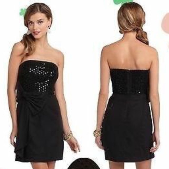 Strapless Black Lily Pulitzer Putting on the Glitz